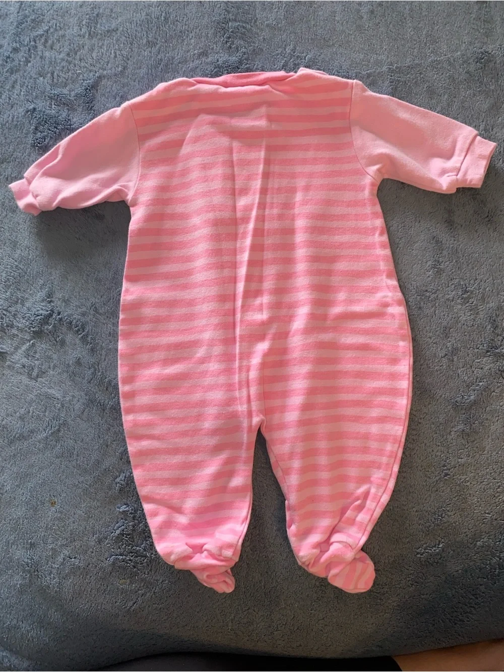 Vtg Y2K Disney Winnie the Pooh Piglet Pink Striped Footed PJs for Baby w/bib